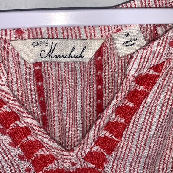 Caffe Marrahesh Red and White Short Sleeve Blouse Size Medium - Picture 11 of 16